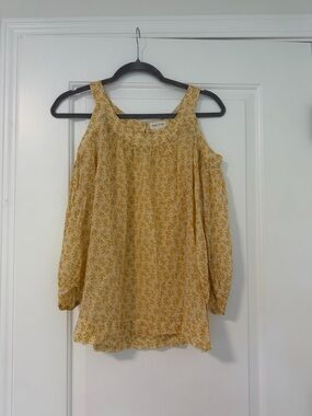 Anthropologie Meadow Rue Yellow Floral Cold-Shoulder Top